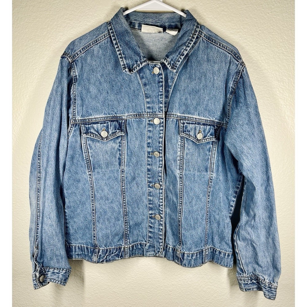 Bill Blass Jeanswear Jean Jacket Women's Size L Blue Medium Wash Denim